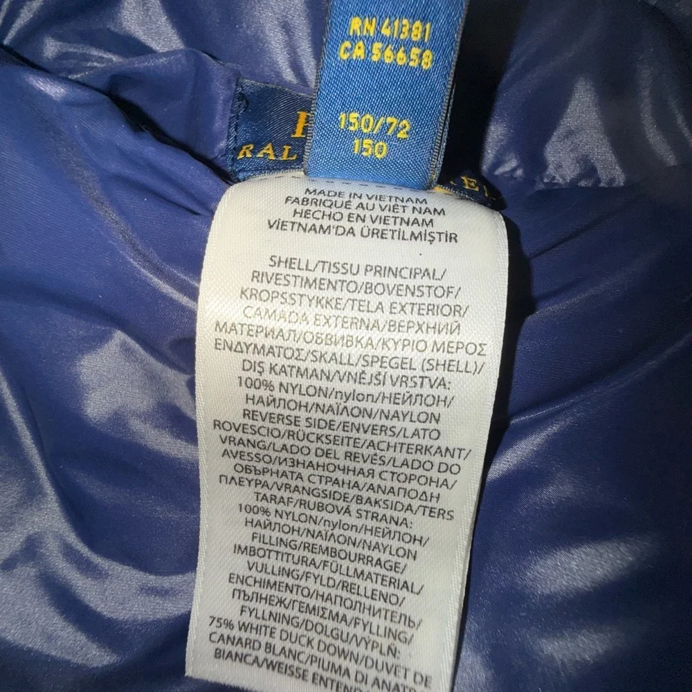 Polo Ralph Lauren Unisex Kids Reversible navy/white Puffer Vest size 12/14 large